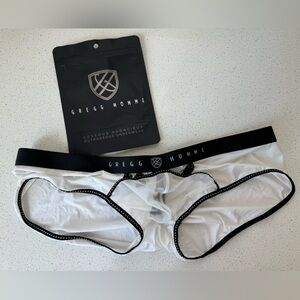 Gregg Homme See Through Italian Mesh Brief White See Through Pouch Size Large
